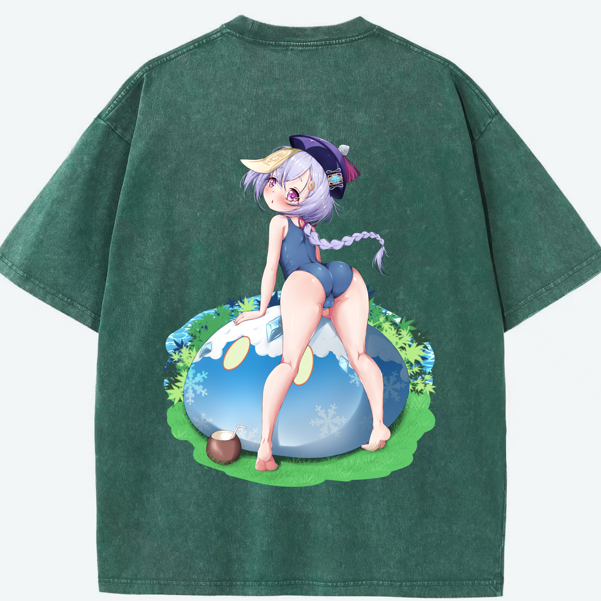 げんし神 七七 なな  genshin Nana 綿100% ヴィンテージ風 半袖Tシャツ（背面プリント）